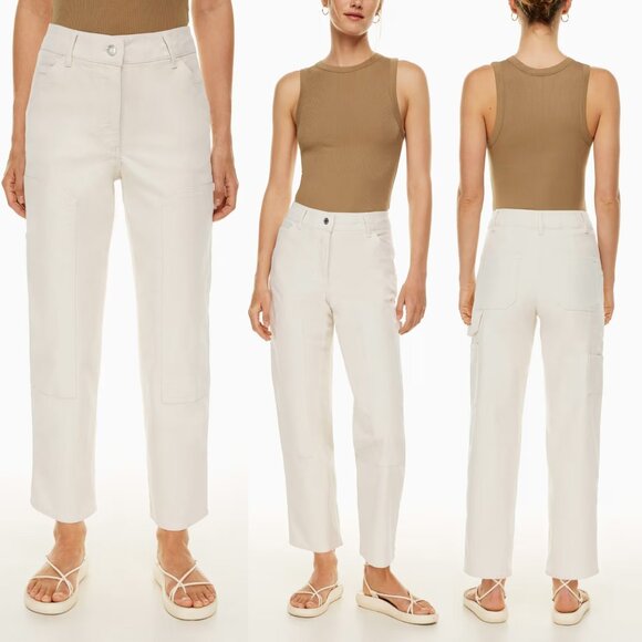 Wilfred Free Aritzia Brennan High Rise Utility Pants Size 6 Birch Off White $128 - Picture 1 of 16